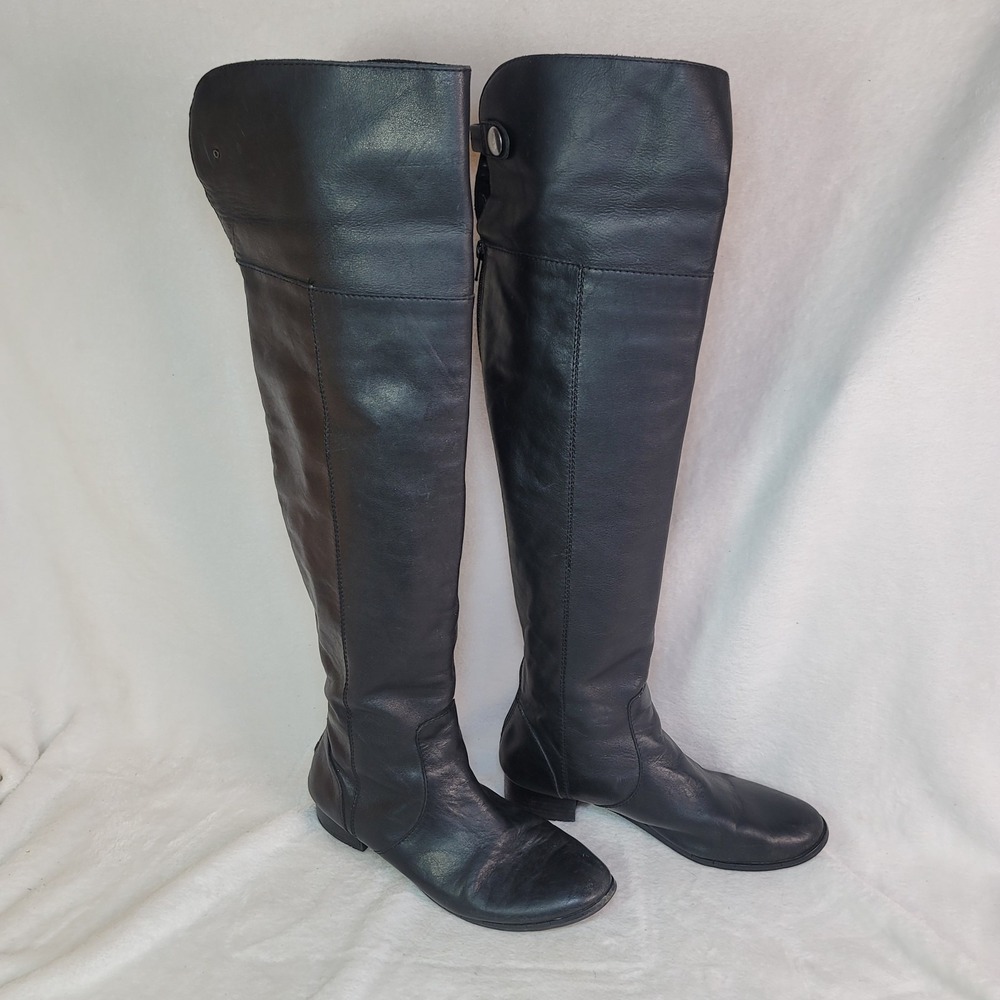 Seychelles Leather Equestrian Boots Tall Riding Low Heel Whimsigoth 8.5 Black